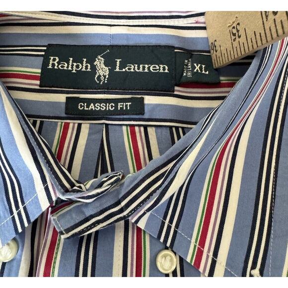 Ralph Lauren Classic Fit Oxford Men's Long Sleeve Button Up Shirt XL Striped - Picture 4 of 7